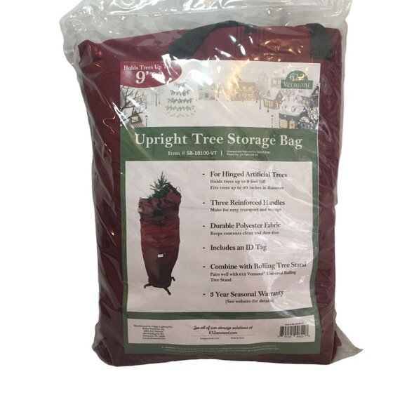 612 Vermont 9' Upright Tree Storage Bag For Hinged Artificial Christmas Trees - Picture 8 of 11